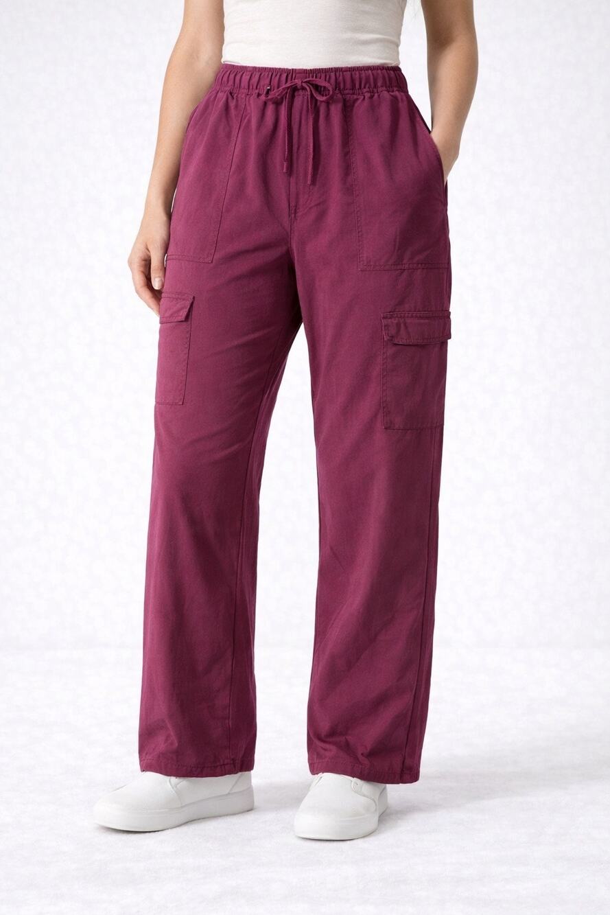 HeartSoul Wine Tall Scrub Pants M Tall Drawstring Elastic Waist Cargo Medical